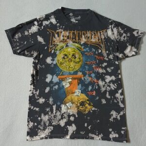 Metallica Pushead Death Is Pain Acid Wash Graphic T-Shirt Mens Medium Black Grey